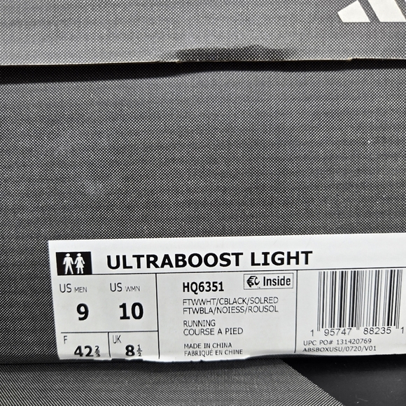 New adidas Ultra Boost Light HQ6351 White Black Solar Red Men’s Shoes Size 9 - Picture 8 of 8